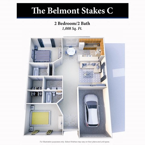 2 Bedroom Floor Plan at Hartland Place, Lexington, KY